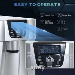 Ice Maker Machine and Water Dispenser HOMCOM No Plumbing Required Silver