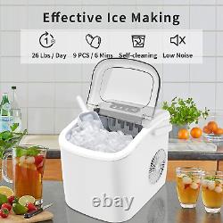 Ice Makers Countertop, Portable Ice Maker Machine with Self-Cleaning, 26.5Lbs/24
