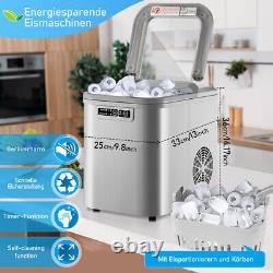 Ice machine Silvery Countertop Ice cube machine with Scoop Home Portable 2,2L