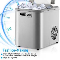 Ice machine Silvery Countertop Ice cube machine with Scoop Home Portable 2,2L