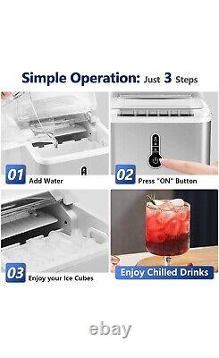 KUMIO Ice Makers Machine Countertop 12kg/24h 9 Thick Bullet Ice Ready In 6-9 Min