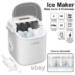 LOEFEME 1.2L Portable Ice Cube Maker Machine Countertop Stainless Steel 12kg/24H