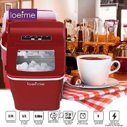 LOEFME 2L Ice Maker Compact Portable Countertop Red Fast Ice Cube Maker New