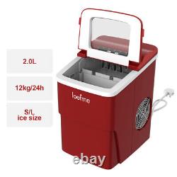 LOEFME 2.0L Ice Maker Counter Top Portable Home Bar Ice Drink DIY 12KG/24H Red