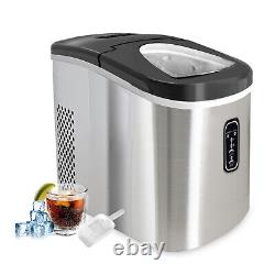 LOEFME Ice Maker Machines Silver Home Kitchen Bar Mini Ice Cube Maker 2.2L