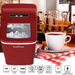 LOEFME New Ice Maker Portable Compact Countertop Fast Ice Cube Maker Red 2L
