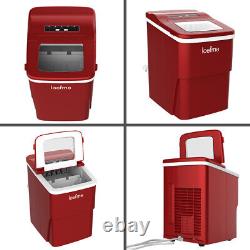 LOEFME New Ice Maker Portable Compact Countertop Fast Ice Cube Maker Red 2L