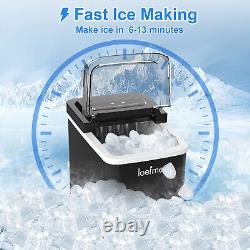 LOEFME Portable Ice Maker Machine 2L Countertop Fast Ice Cube Maker Black/Red UK