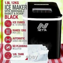 NETTA Black Automatic Countertop Ice Cube Maker Machine No Plumbing Required