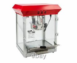 New Commercial Popcorn Popper Countertop Stainless Red Machine Maker, 8 oz, 850W