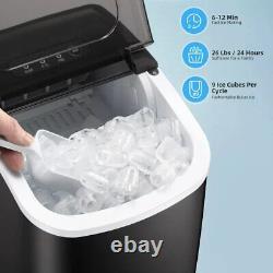 Portable Countertop DIY Ice Maker Machine 26Lbs/24H Self-Cleaning, Handle, Scoop