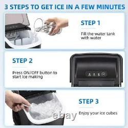 Portable Countertop DIY Ice Maker Machine 26Lbs/24H Self-Cleaning, Handle, Scoop