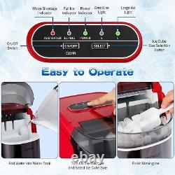 Portable Ice Maker Countertop Ice Maker Machine with Ice Scoop & Basket Red