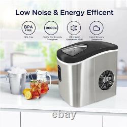 Portable Stainless Steel Ice Maker Machine Countertop 12KG/24H 2.2L withIce Scoop