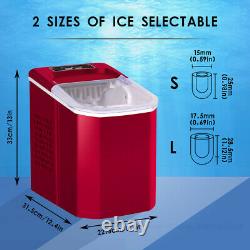 Red Countertop Ice Maker Machine with Ice Scoop & Basket for Home Kitchen Bar 1.5L
