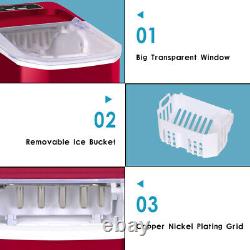 Red Ice Machine Portable Counter Top Home Ice Cube Maker for Home Kitchen UK