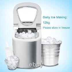 SMAD Compact Ice Cube Maker Machine 2.2L Silver 2 Ice Sizes Home Fast Ice Making