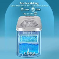 SMAD Ice Cube Machine Maker 2 Ice Cube Sizes 12 kg/day Easy Clean Silver Office
