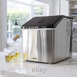 Silver Counter Top Ice Maker Machine, Compact Automatic Ice Maker, Cubes Ready in