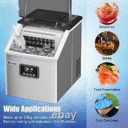 Silver Countertop Ice Maker Portable Cube Machine with LCD Display 22KG/24H