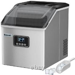 Silver Countertop Ice Maker Portable Cube Machine with LCD Display 22KG/24H