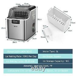 Silver Countertop Portable Ice Cube Maker Machine with LCD Panel 18KG / 24H