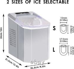 Silver Ice Machine Portable Counter Top Home Ice Cube Maker for Home Kitchen UK