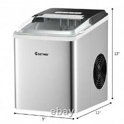 Stainless Steel 26 lbs/24 H Self-Clean Countertop Ice Maker Machine