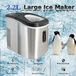 Stainless Steel 2.2L Countertop Ice Cube Maker Machine Quick Ice Making & Quiet