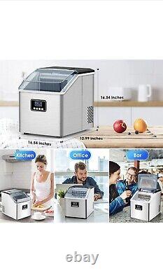Stainless Steel Ice Maker Machine Countertop 48Lbs/24H Self-Clean Silver