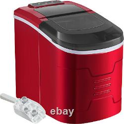 VEVOR Counter Top Ice Maker Machine Stainless Steel 2 Size 26 Ibs 2.4L Red