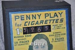Vintage CIG. Themed Penny Coin-op Counter Top Gaming Machine READ