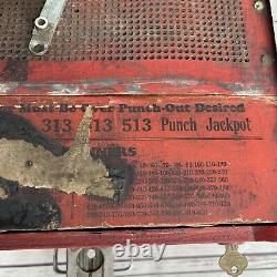 Vintage Punch Card Jackpot Machine Coin Op Counter Top Gaming Antique WITH KEY